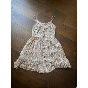 Japna Womens S Small Cheetah Dress Ruffle Hem Boho Smocked Adjustable Straps